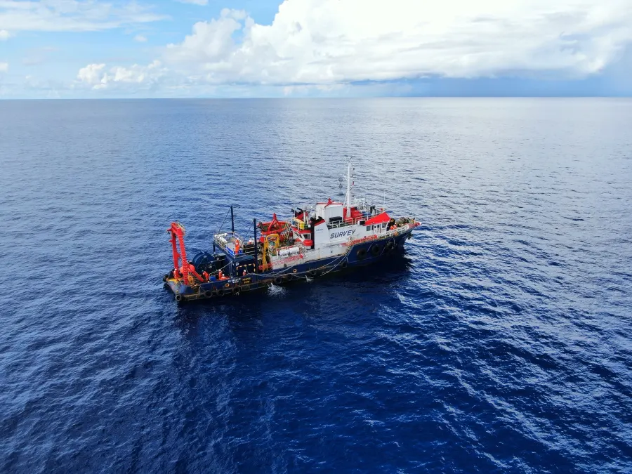 SS Barakuda survey vessel aerial view