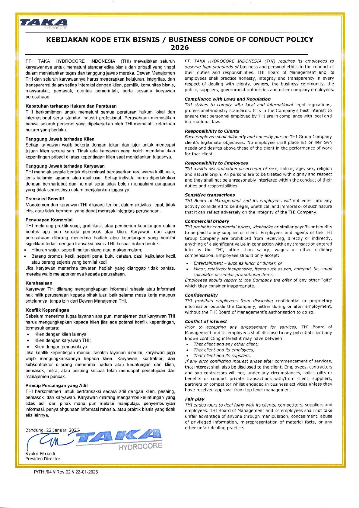 Business Code of Conduct Policy 2026 document preview
